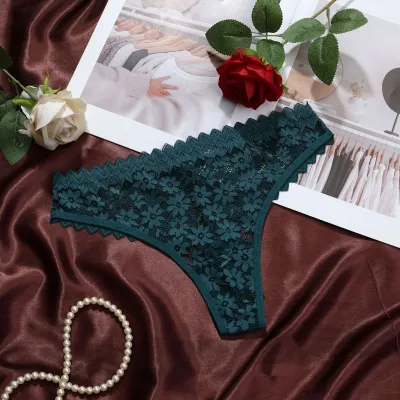 Women Fahsion Sexy Solid Color Lace Low Waist Breathable Thong