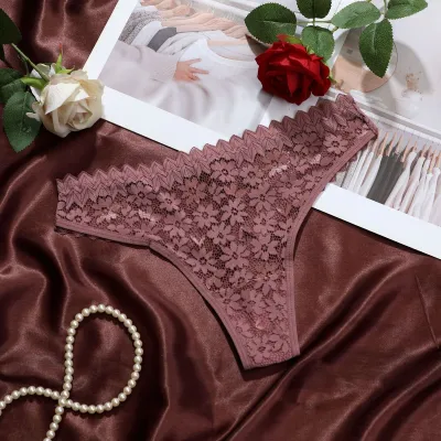 Women Fahsion Sexy Solid Color Lace Low Waist Breathable Thong