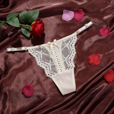 Women Fashion Sexy Solid Color Lace Low Waist Thong
