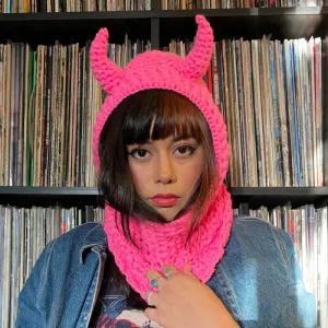 Women Fashion Autumn And Winter Halloween Funny Knitted Horns Hat