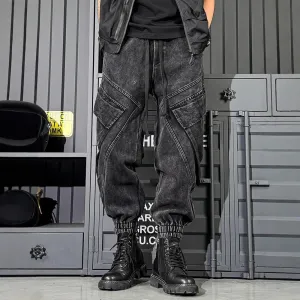 Men'S Fashion Casual Washed Wide-Leg Loose Joggers Jeans