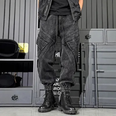 Men'S Fashion Casual Washed Wide-Leg Loose Joggers Jeans