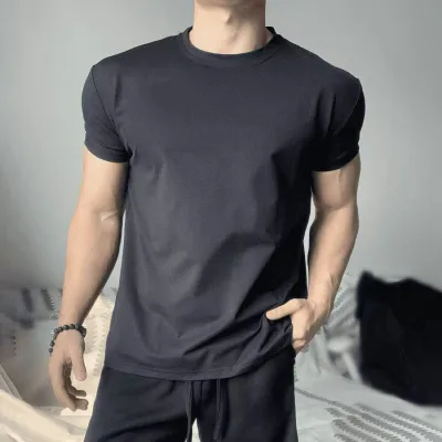 Men'S Fashion Casual Simple Summer Solid Color Short Sleeve T-Shirt