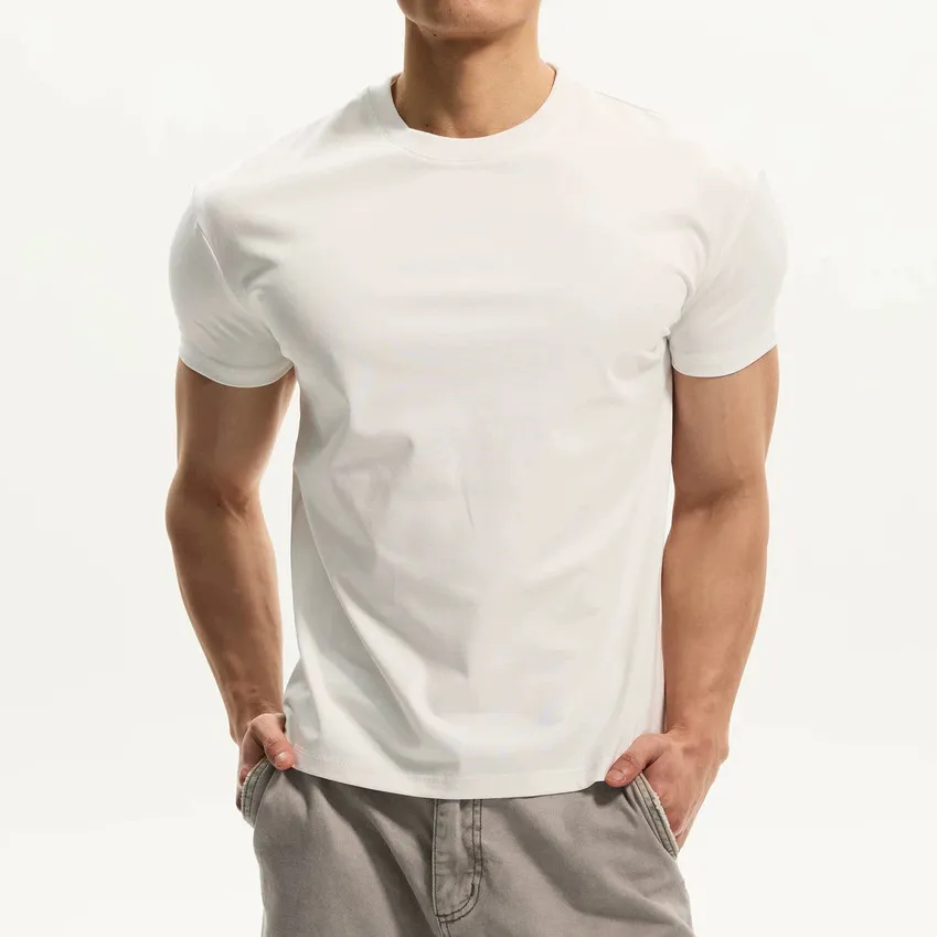 Men'S Fashion Casual Simple Summer Solid Color Short Sleeve T-Shirt