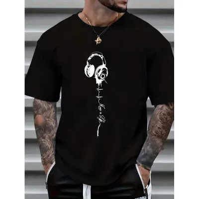 Men'S Fashion Casual Summer Gothic Letter Print Short-Sleeve T-Shirt
