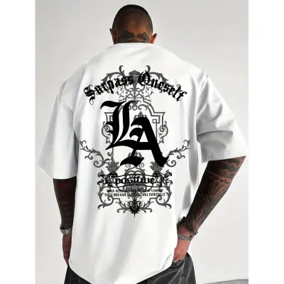 Men'S Fashion Casual Summer Gothic Letter Print Short-Sleeve T-Shirt