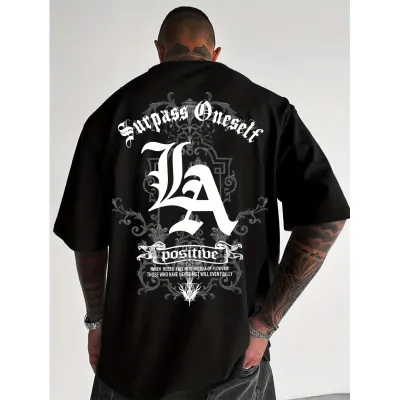 Men'S Fashion Casual Summer Gothic Letter Print Short-Sleeve T-Shirt