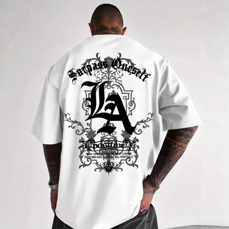 Men'S Fashion Casual Summer Gothic Letter Print Short-Sleeve T-Shirt