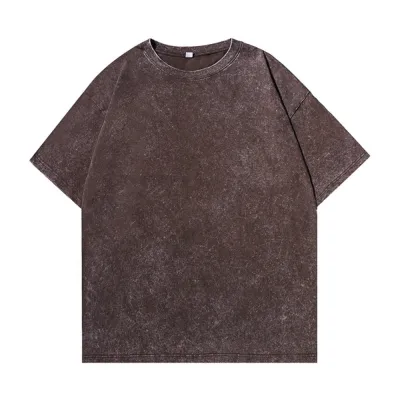 Men Fashion Casual Spring And Summer Cotton Washed Short Sleeve Loose T-Shirt