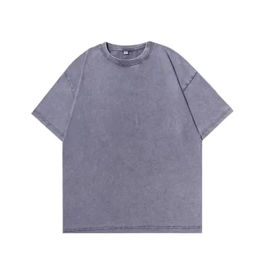 Men Fashion Casual Spring And Summer Cotton Washed Short Sleeve Loose T-Shirt