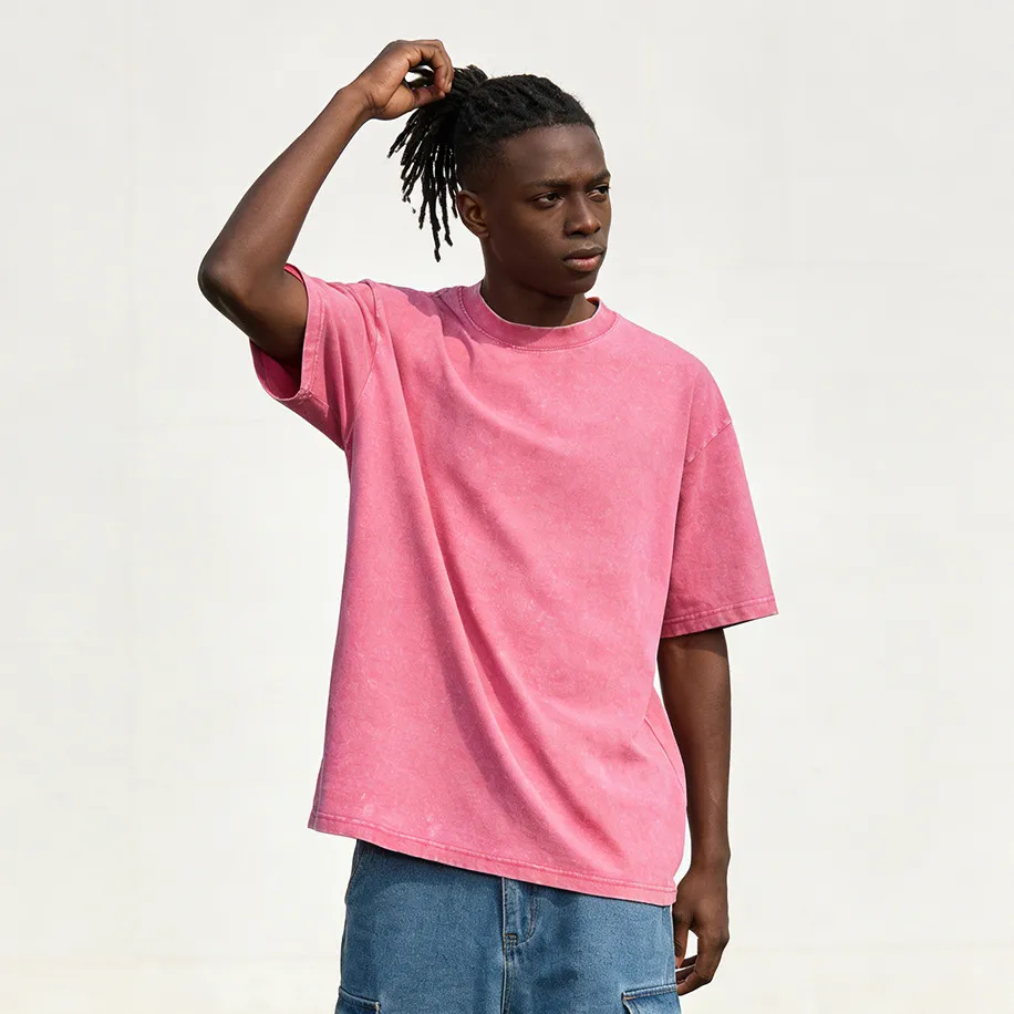 Men Fashion Casual Spring And Summer Cotton Washed Short Sleeve Loose T-Shirt