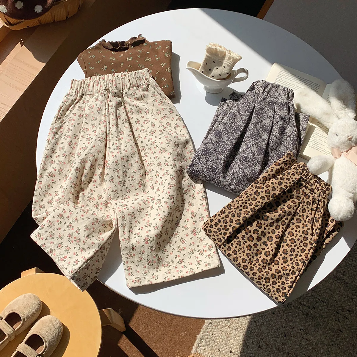 Kids Boys And Girls Fashion Casual Spring Printed Thin Breathable Wide Leg Pants