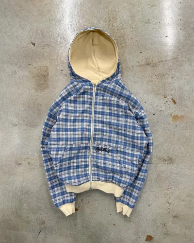 Men'S Fashion Casual Autumn Plaid Lined Double-Sided Long-Sleeve Cardigan Hoodies