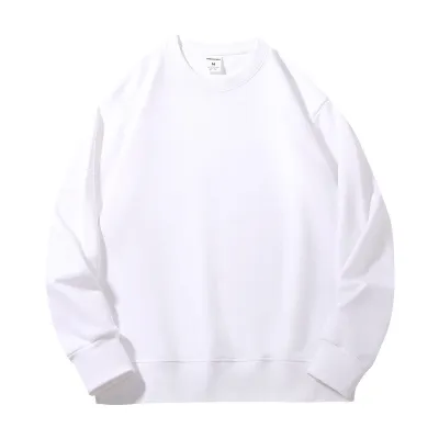 Men Fashion Casual Simple Autumn Solid Color Cotton Round-Neck Long Sleeve Sweatshirt