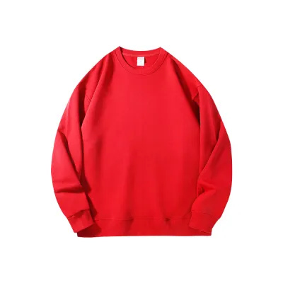 Men Fashion Casual Simple Autumn Solid Color Cotton Round-Neck Long Sleeve Sweatshirt
