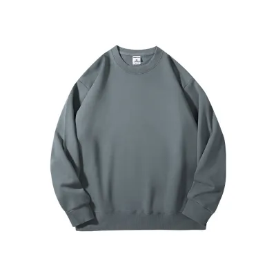 Men Fashion Casual Simple Autumn Solid Color Cotton Round-Neck Long Sleeve Sweatshirt