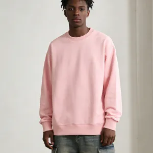 Men Fashion Casual Simple Autumn Solid Color Cotton Round-Neck Long Sleeve Sweatshirt