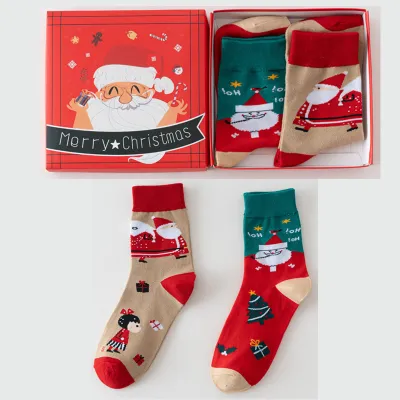 Christmas Cartoon Socks 2 Pair/Set