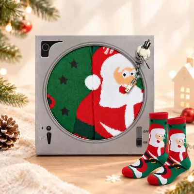 Creative Christmas Theme Record Styling Gift Box Socks