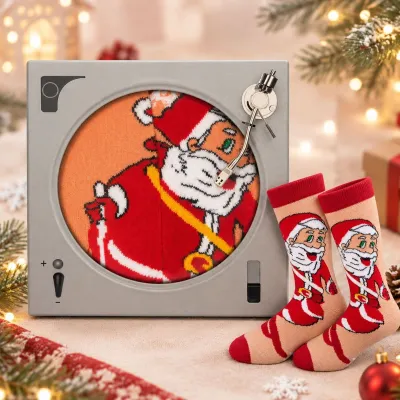 Creative Christmas Theme Record Styling Gift Box Socks