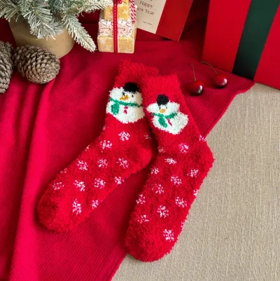 Christmas Autumn And Winter Thick Coral Velvet Cute Socks