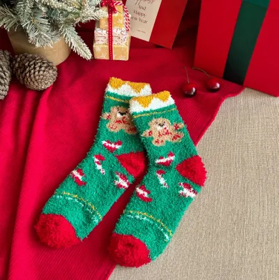 Christmas Autumn And Winter Thick Coral Velvet Cute Socks