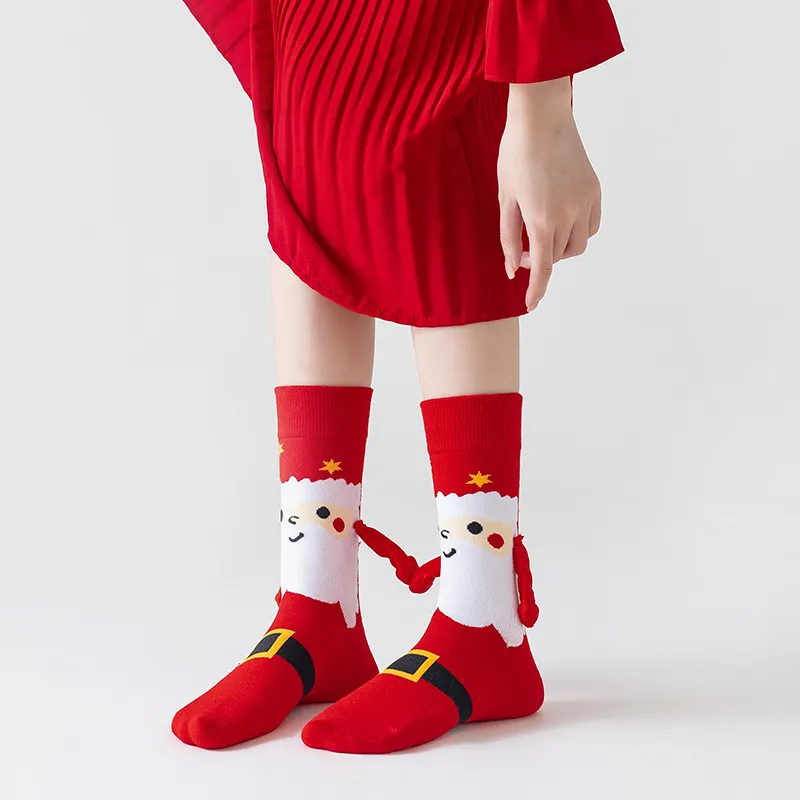 Christmas Creative Magnetic Holding Hands Cartoon Socks