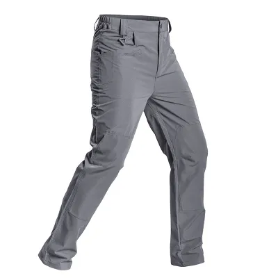 Men Fashion Casual Solid Color Waterproof Wear-Resistant With Slight Stretch Multi-Pocket Cargo Pants