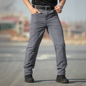 Men Fashion Casual Solid Color Waterproof Wear-Resistant With Slight Stretch Multi-Pocket Cargo Pants