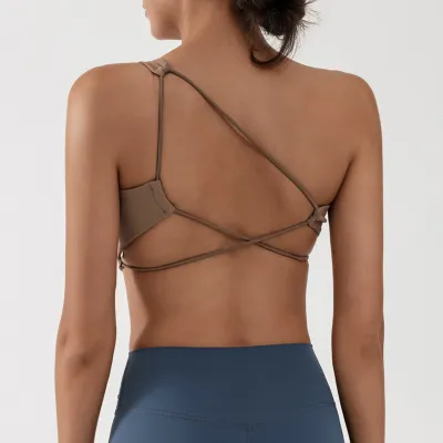 Women Fashion Sexy Solid Color Traceless Backless Quick-Drying With Chest Pad Sports Bra