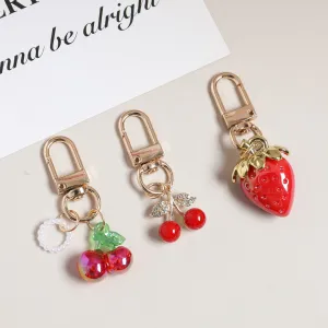 Women Fashion Cute Cherry Strawberry Keychain