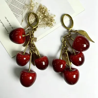 Women Fashion Cherry Pendant Keychain