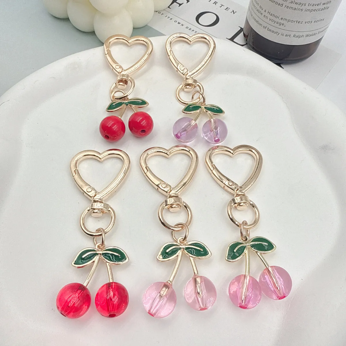 Women Fashion Cherry Pendant Keychain
