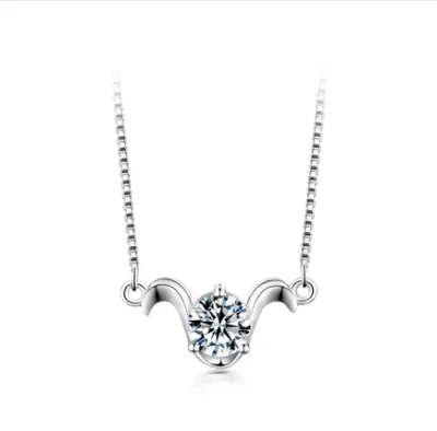 Women'S Fashion 12 Zodiac Pendant 925 Sterling Silver 1 Karat Moissanite Necklace