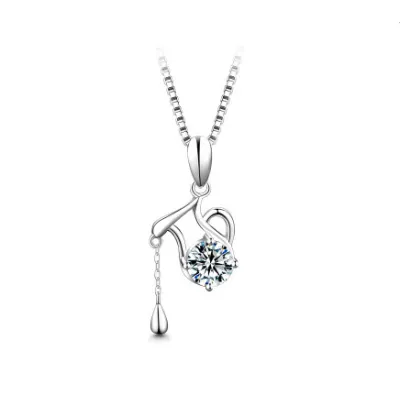 Women'S Fashion 12 Zodiac Pendant 925 Sterling Silver 1 Karat Moissanite Necklace