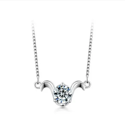 Women'S Fashion 12 Zodiac Pendant 925 Sterling Silver 1 Karat Moissanite Necklace