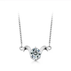 Women'S Fashion 12 Zodiac Pendant 925 Sterling Silver 1 Karat Moissanite Necklace