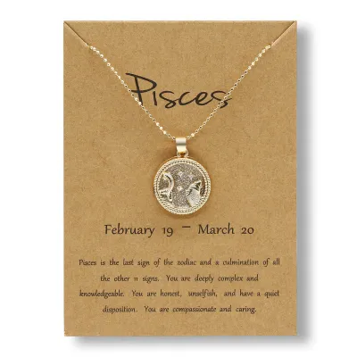 Fashion Coin Alloy Twelve Zodiac Pendant Necklace