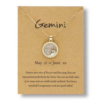 Fashion Coin Alloy Twelve Zodiac Pendant Necklace