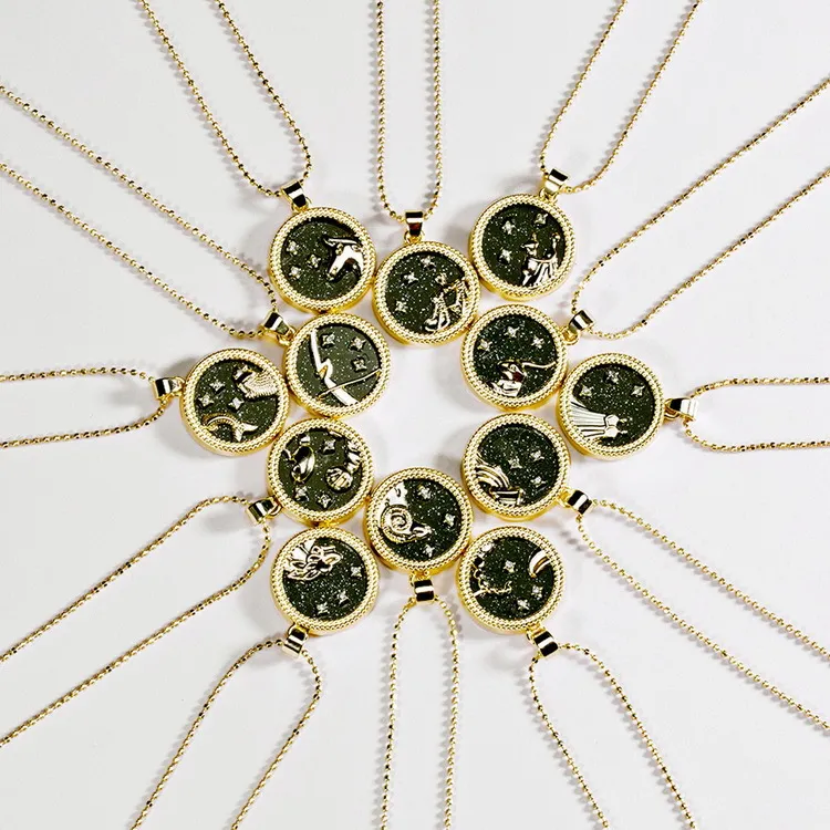 Fashion Coin Alloy Twelve Zodiac Pendant Necklace