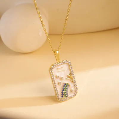 Women Fashion Twelve Zodiac Multicolor Zircon Necklace