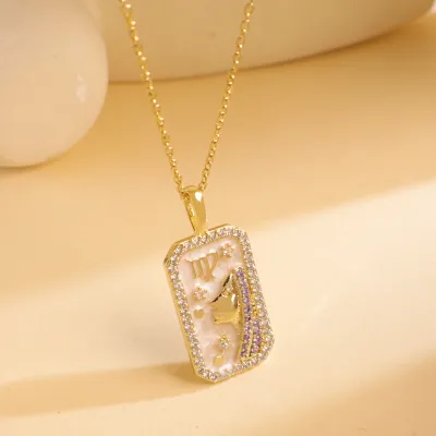 Women Fashion Twelve Zodiac Multicolor Zircon Necklace