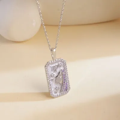 Women Fashion Twelve Zodiac Multicolor Zircon Necklace