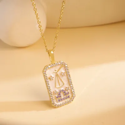 Women Fashion Twelve Zodiac Multicolor Zircon Necklace