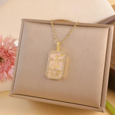 Women Fashion Twelve Zodiac Multicolor Zircon Necklace
