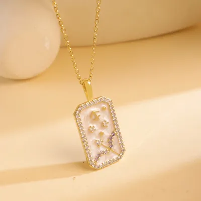Women Fashion Twelve Zodiac Multicolor Zircon Necklace