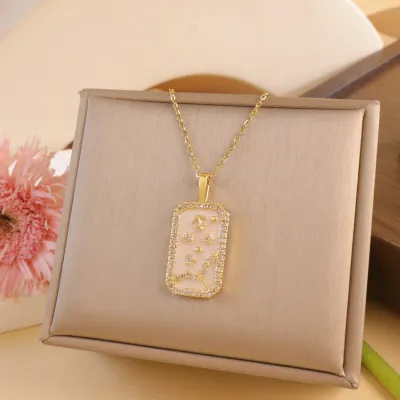 Women Fashion Twelve Zodiac Multicolor Zircon Necklace