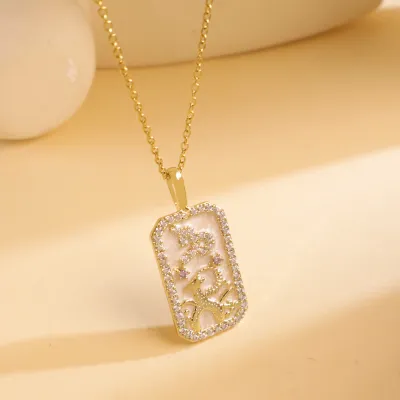 Women Fashion Twelve Zodiac Multicolor Zircon Necklace