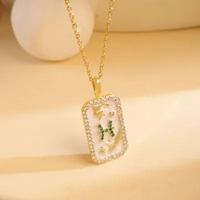 Women Fashion Twelve Zodiac Multicolor Zircon Necklace