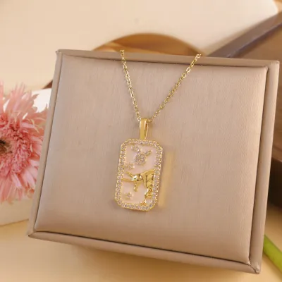 Women Fashion Twelve Zodiac Multicolor Zircon Necklace